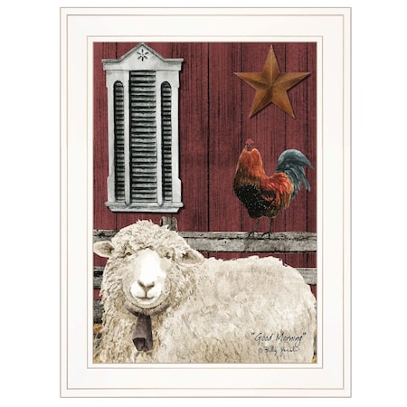 Homeroots Good Morning 1 White Framed Print Wall Art 404480