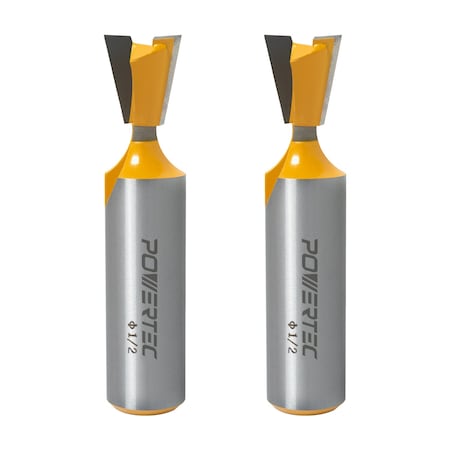 Powertec 14 Degree Dovetail Router Bit, 1/2 in. Cutting Diameter, 1/2 in. Shank, 1/2 in. Depth, 2PK 73052-P2N