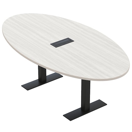 Skutchi Designs 6ft Oval Conference Table With Power | Harmony Series | 4 Person Meeting Room Table HAR-OVL-48X72-T.BK-WA7976-EBLK