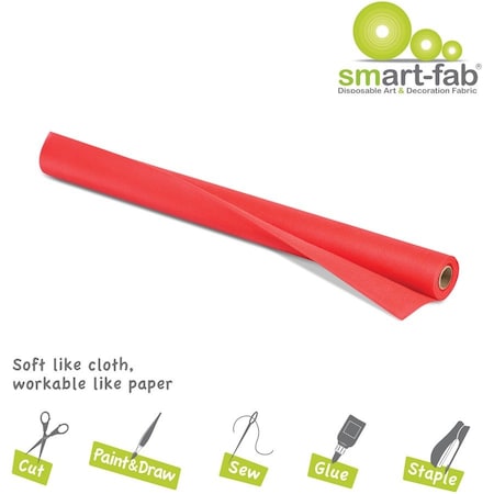 Smart-Fab Disposable Art + Decoration Fabric Roll, 24in x 18 ft, Red, PK3 SMF1U382401860
