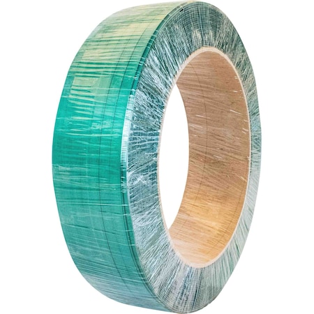 Encore Packaging Polyester Strapping Coil - Green, 3/4" .035" x 3500', Hand Grade, Embossed, 16 x 6" Core PET34035-3500