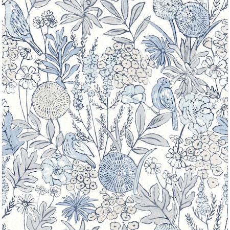 Chesapeake Goldfinch Blue Birds and Blooms Wallpaper 4148-27414