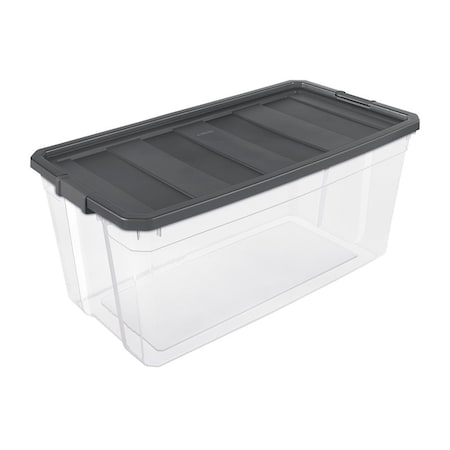 Sterilite Stackable Storage Tote W/ Lid, 50 gal, Gray, Plastic 14793V03