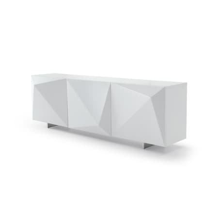 Homeroots 87in White Wood Carved Geometric Sideboard With Three Doors 719396