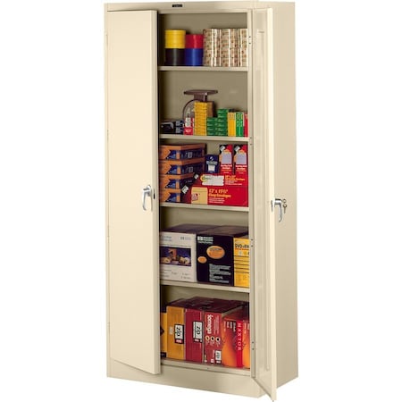 Tennsco Shelving Storage Cabinet, 78 in H, 36 in W, 24 in D, Swing, Keyed, Putty, 4 Shelves, 0 Drawers 7824PY