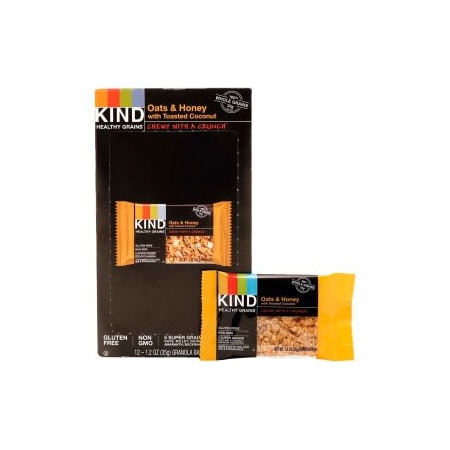 Kind Healthy Grains Bar, Oats and Honey with Toasted Coconut, 1.2 oz., 12PK 18080