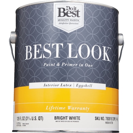 Do It Best Best Look Latex Premium Paint & Primer In One Eggshell Interior Wall Paint Bright Wht 1 Gal. HW34W0726-16