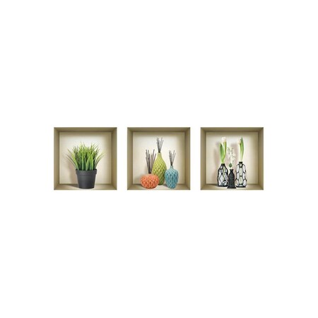 Homeroots Set of Three Nia Faux Niche 3D Peel and Stick Wall Decals, 3PK 565411