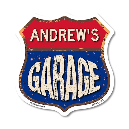 Signmission Andrew's Garage, 12 Inch X 12 Inch, Plastic Sign SHI-P-12-383-ANDREW
