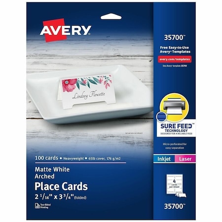 Avery Arched Die-Cut Tent Cards, 2-1/16, PK100 35700