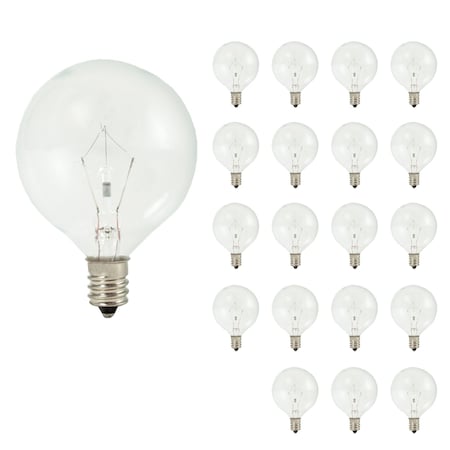 Bulbrite G16.5 Krystal Touch Krypton Bulb, Candelabra Screw Base E12, 25W, Clear, 20PK 861255