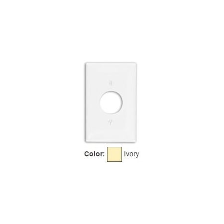 Leviton Receptacle Wallplate, Midway Size, Gang 1, Ivory PJ7-I