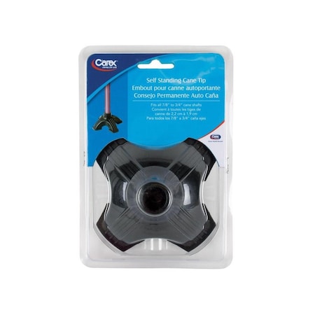 Carex Self-Standing Cane Tip Black Rubber 2.65in H X 4.75in L Black FGA70800 0000