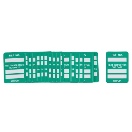 Brady MICROTAG Next Inspection Due Date Inserts, White on Green, 1.75in H x 1.25in W, 100PK MIC-MTIGPI G