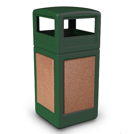 Commercial Zone Products 42-gallon StoneTec Square Dome-Lid, Forest Green w/ Sedona 720429K