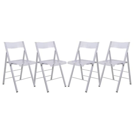Leisuremod Menno Modern Acrylic Folding Chair, Clear, 4PK MF15CL4
