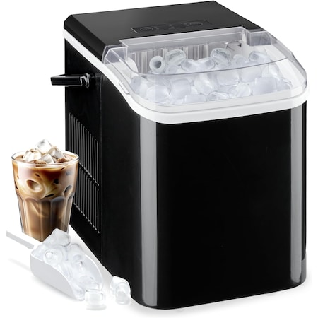 Healsmart Simple Deluxe Countertop Ice Maker Machine Self-Cleaning with Scoop, Fast Making 9 Ice Cubes in 6 M 3A88HKICEM26BLKV2