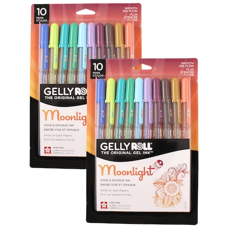 Sakura Moonlight Gel Pens, Fine Point, Assorted Colors, 10-Piece Set, 2PK 58173