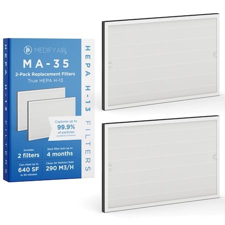 Medify Air Medify MA35 Replacement Filter H13 True HEPA 999 Particle Removal White 2Pack 2PK MA-35R-W2