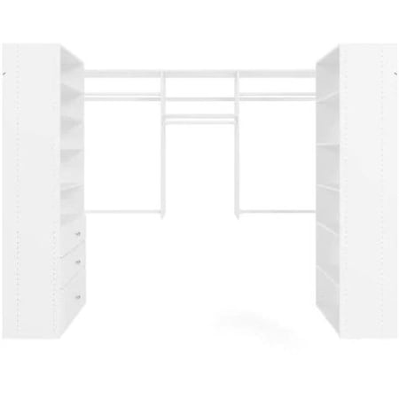 Easy Track 8-foot x 4-foot U-Shape Walk-In Closet Kit, White PH62-WH