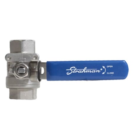 Strahman Washdown Equipment Stainless Steel Ball Valve 3/4in With Blue Lever Handle BV0075SBLUE