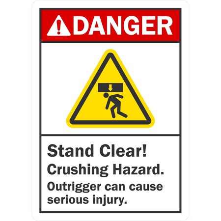 Lyle Stand Clear! Crushing Hazard, Outrigger Can Cause Serious In, 10x14, Non-Reflective, White G-1444-PL_10x14