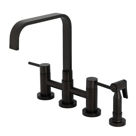 Kingston Brass Bridge Kitchen Faucet with Brass Sprayer, Oil Rubbed Bronze KS8255DLBS