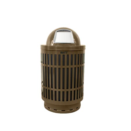 Witt Industries Brown Outdoor Receptacle with Laser Design with Dome Top MAS40P-DT-BN