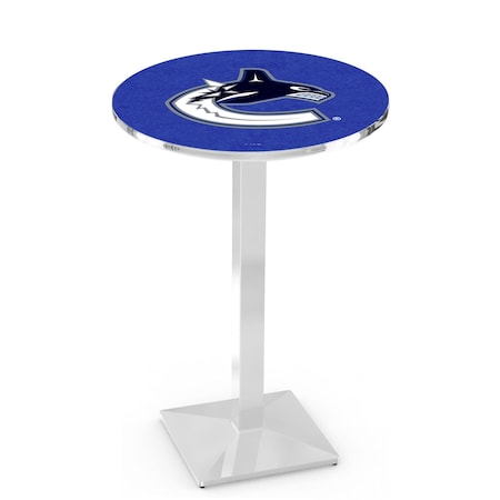 Holland Bar Stool Co 36" Chrome Vancouver Canucks Pub Table, 36" dia. Top L217C3636VanCan