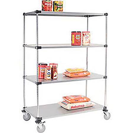 Global Industrial Nexel 4 Shelf Truck, Galvanized, 72"W x 18"D x 69"H, Polyurethane Casters 489045