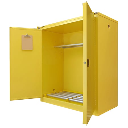 Securall Hazardous Waste Drum Storage Cabinet, 120 Gallon, 1 Shelves, 56 in W x 67 in H x 31 in D, Yellow W3080