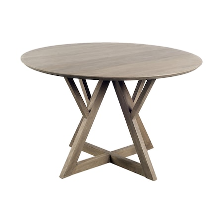 Homeroots 48" Brown Rounded Solid Wood Pedestal Base Dining Table 380463