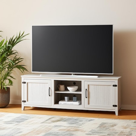 Homeroots 70" Gray Wood Enclosed and Open Storage TV Stand 632589