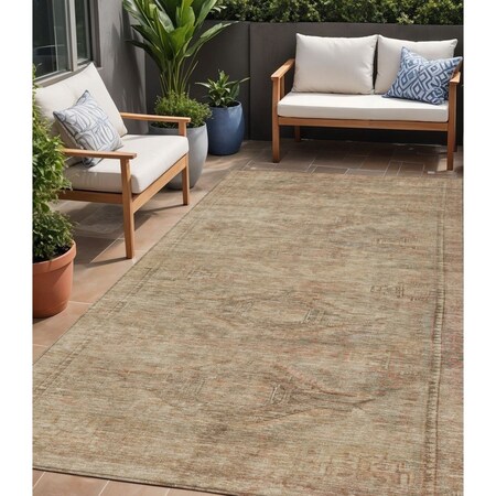 Homeroots 5' X 8' Beige And Taupe Aztec Washable Indoor Outdoor Area Rug 615537