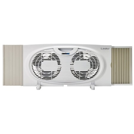 Lasko Twin Window Fan, 7 in Dia Blade, 6-Blade, 3-Speed, Manual Control, White W07350