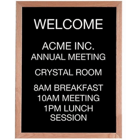 Aarco Open Faced Oak Framed Letter Board Message Center, 30''Hx24''W AOFD3024