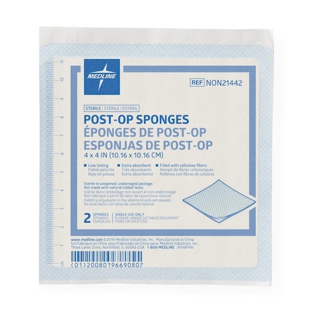 Medline Sterile Post-Op Gauze Sponge, 4in x 4in, 2PK NON21442H
