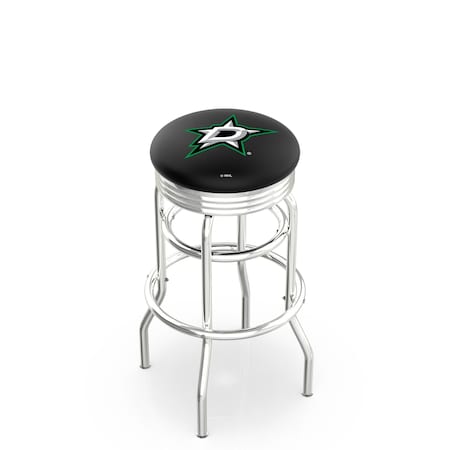 Holland Bar Stool Co 30" Chrome 2-Ring Dallas Stars Swivel Bar Stool, Accent Ring L7C3C30DalSta