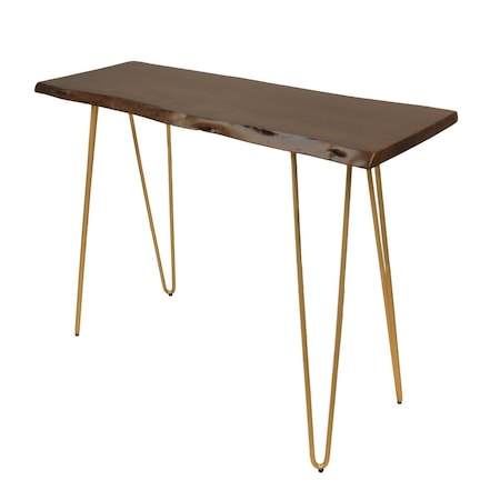 Carolina Seti Live Edge Console Table, Elm & Gold LE1430ELMGLD