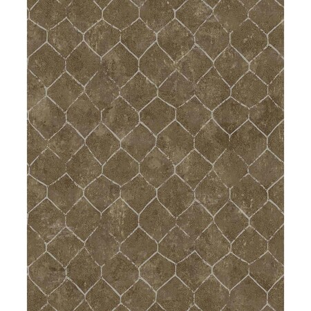 A-Street Prints Rauta Brass Hexagon Tile Wallpaper 4105-86655