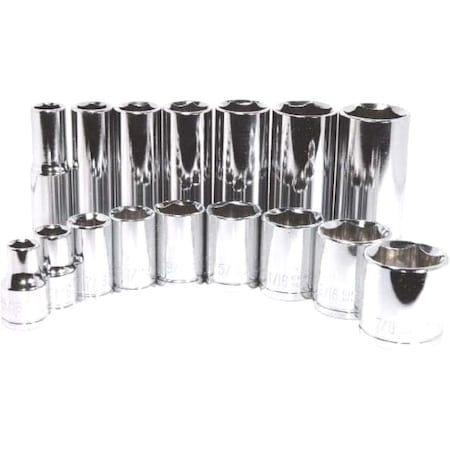 K-Tool International 3/8" Drive, 7/16" SAE Socket, Deep 6Pt, 7/16", 3/8"Dr KTI-22214