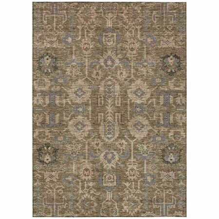 Homeroots 9' X 12' Brown Gray And Charcoal Oriental Washable Indoor Outdoor Area Rug 582060