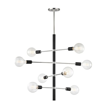 Mitzi Astrid 8 Light Chandelier 28 In. Polished Nickel/Black H178808-PN/BK