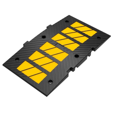 Traffic Kontrol Rubber Speed Hump 1PC, 3FT Long With 6 Bolts, Yellow Black TKSH-3-YB-BT