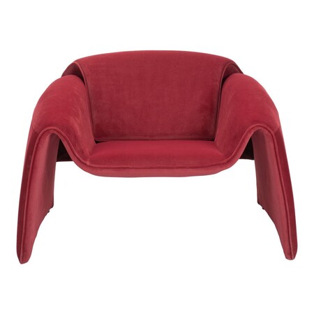 Homeroots 40" Red Velvet Contemporary Arm Chair 572304
