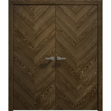 Sartodoors Interior Solid French Double Doors 36 x 80 inches, Ego 5005 Marble Oak, Wood Interior Solid Panel EGO5005DD-DMR-36