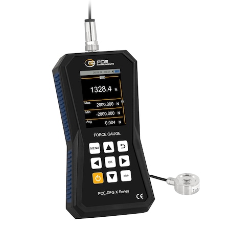 Pce Instruments Force gauge for tension and compression, measures 2,000 N / 449.6 lbf with high resolution PCE-DFG 2K XF