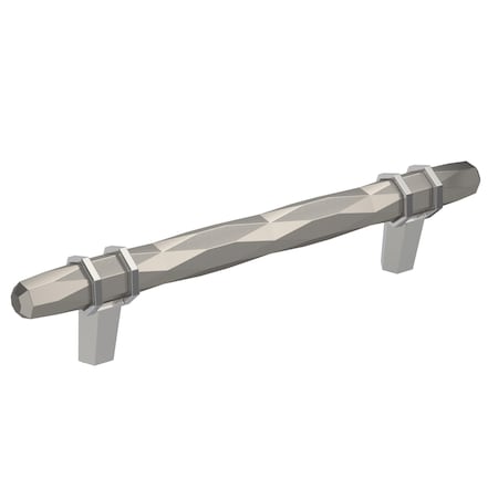 Amerock London 5-1/16 in 128 mm Center-to-Center Satin Nickel/Polished Chrome Cabinet Pull BP36649G1026