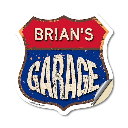 Signmission Brian's Garage, 12 Inch X 12 Inch, Vinyl Decal SHI-D-12-383-BRIAN