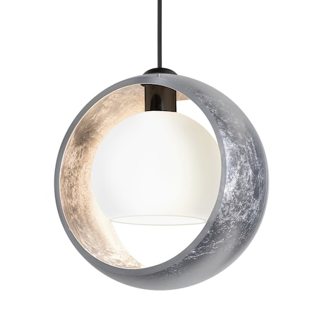 Besa Lighting Besa Pogo Pendant, Silver/Inner Silver, Black Finish, 1x 5W LED 1XT-4293SS-LED-BK